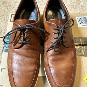 ECCO Grenoble Oxford Lace Up Dress Shoes Brown Leather Shock Point Mens 42/8-8.5